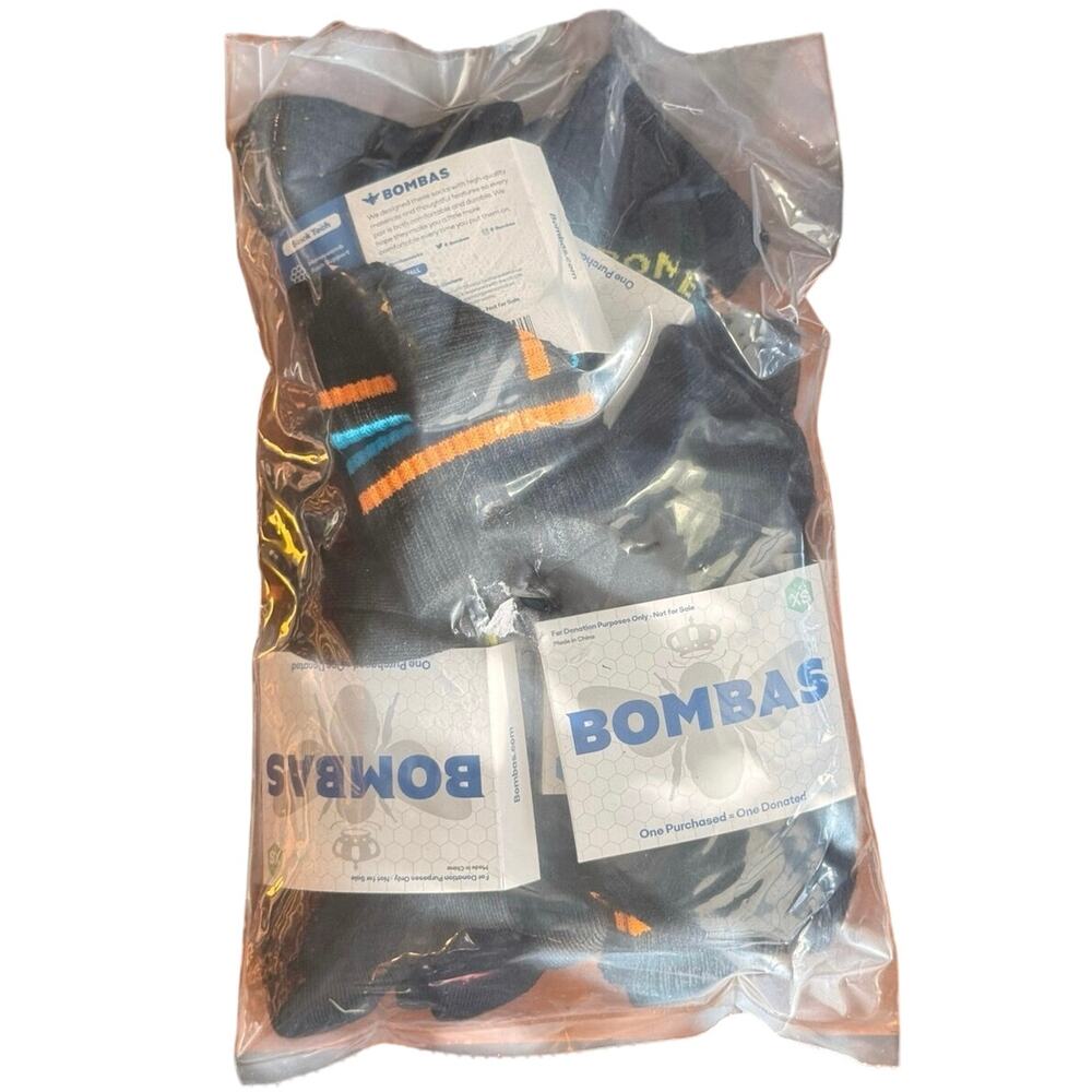 Bombas Honeycomb Socks Lot of 6 Pairs Black Multi-Stripe Youth Size XS